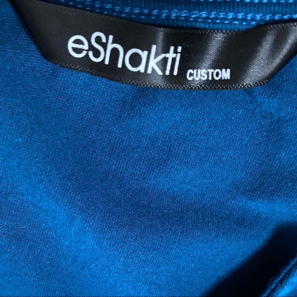 eShakti Black Blue Fit n Flare Sparrow Dress - Picture 8 of 9